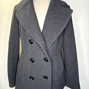 Jason Kole Gray Wool Blend Peacoat Women’s Medium Double-Breasted Classic